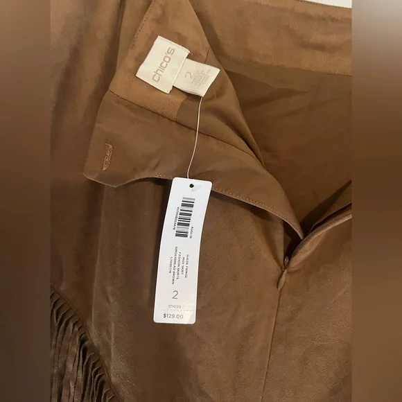 Chico’s - Faux-Suede Fringed Midi Skirt - Size 2 - Picture 7 of 8